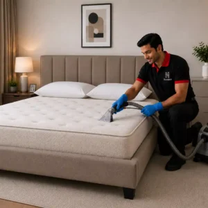 Upholstered Double Bed & Mattress Deep Cleaning